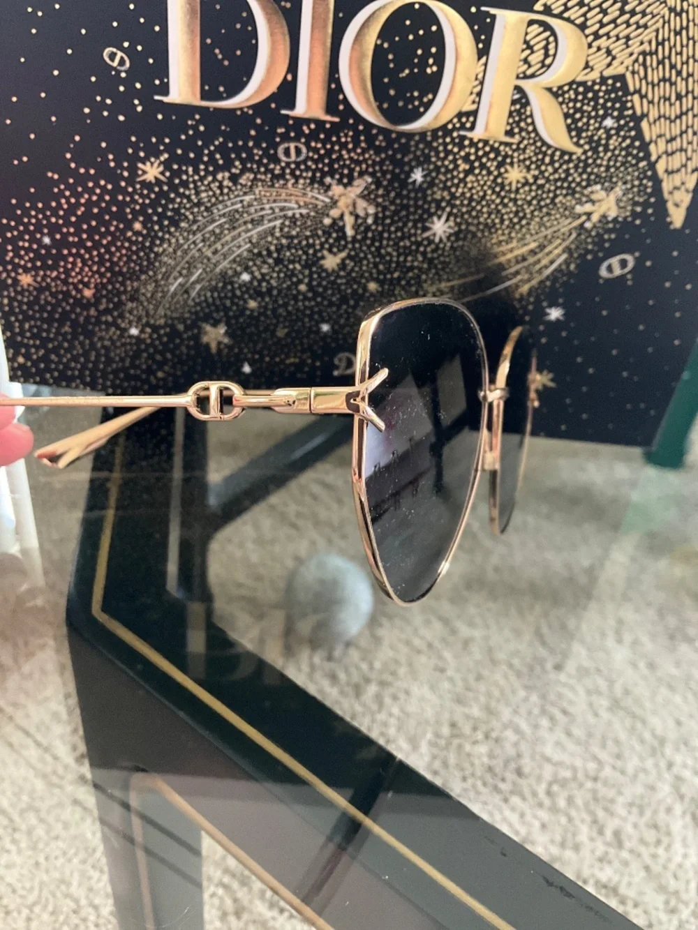 DIOR Gold Frame Gipsy 1 J5G2K Cat Eye Sunglasses - Picture 10 of 10
